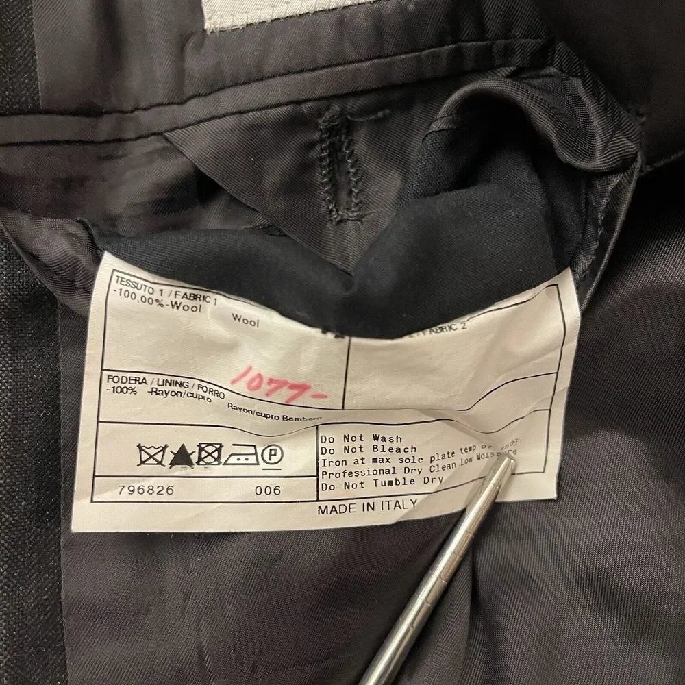 Armani Collezioni Sport Coat 44L Flannel Wool Charcoal‎ Dark Gray 2-Button Italy